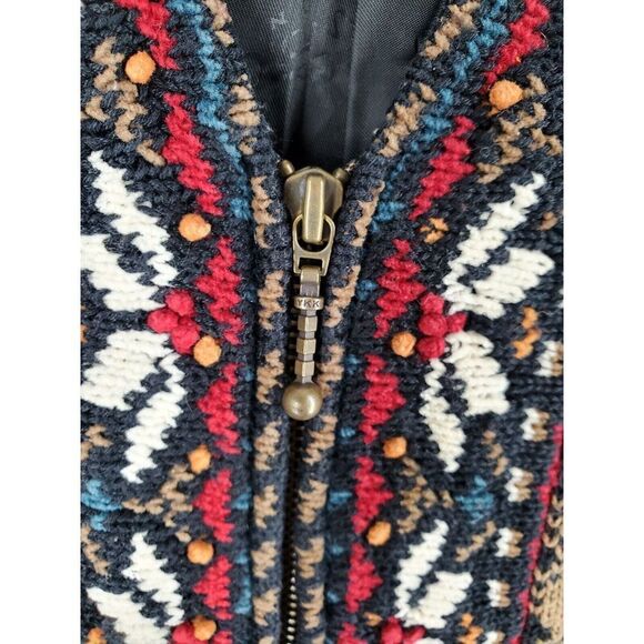 Vtg Icelandic Design Sweater Jacket Womens S Nordic Brown Multicolor Lined - Picture 12 of 15